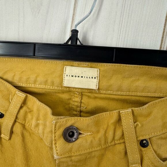 Simon Miller Women’s 26 Yellow Wide Leg Flare Raw Hem Jeans - Picture 2 of 4